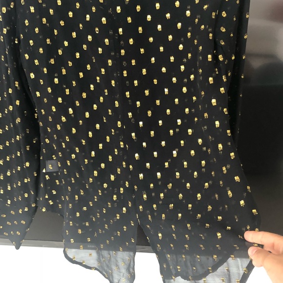 Sheer silk gold black dot blouse - Picture 6 of 6